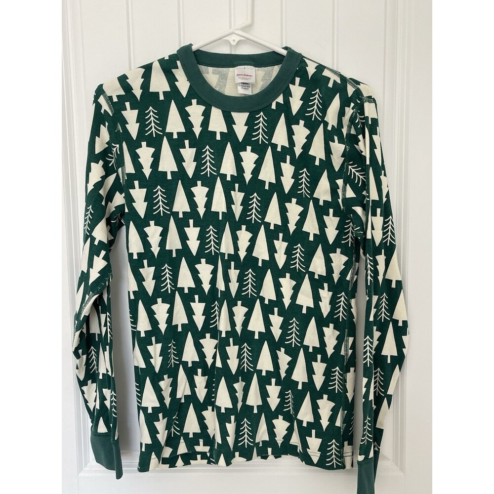 Hanna Anderson Organic Cotton Christmas Trees Pajama Top Unisex Size S MSRP $52